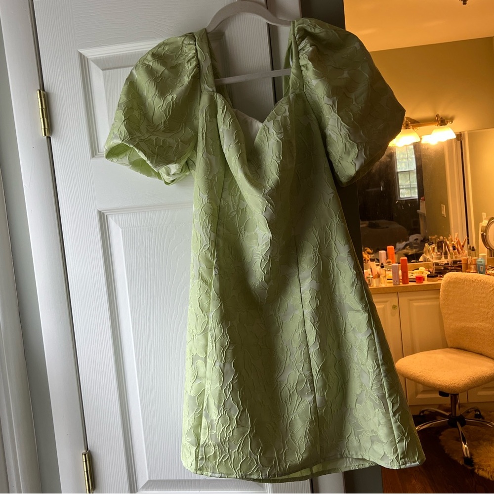 Lulu's Sage Green Floral Dress